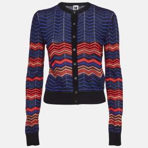 Pre Owned M Missoni Blue Pointelle Knit Cardigan M