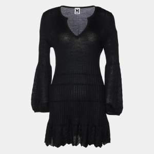M Missoni Black Patterned Wool Blend Knit Mini Dress M