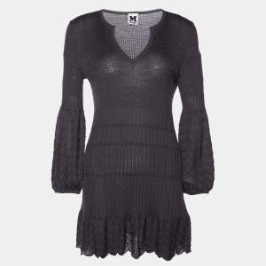 Pre Owned M Missoni Grey Patterned Wool Blend Knit Dress M
