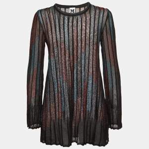 Pre Owned M Missoni Black Multicolor Lurex Knit Mini Dress S