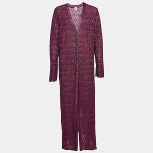 Pre Owned M Missoni Purple Lurex Knit Long Sleeve Cover-Up XL