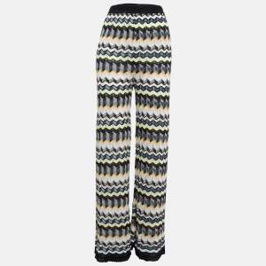Pre Owned M Missoni Multicolor Chevron Patterned Knit Palazzo Pants M