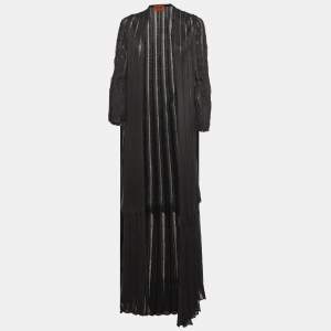 Pre Owned M Missoni Black Pinhole Patterned Knit Long Cardigan S