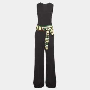 M Missoni Black Jersey Contrast Waist Trim Jumpsuit M