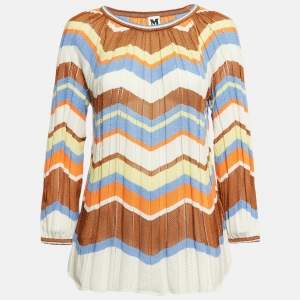 Pre Owned M Missoni Multicolor Pointelle Knit Knit Blouse L