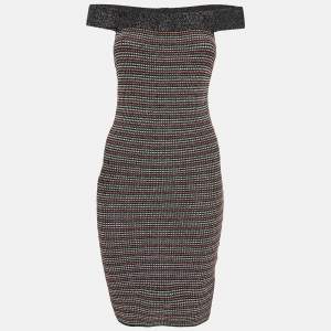 Pre Owned M Missoni Multicolor Lurex Knit Off-Shoulder Mini Dress M