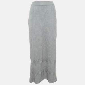 M Missoni Grey Chevron Knit Maxi Skirt S