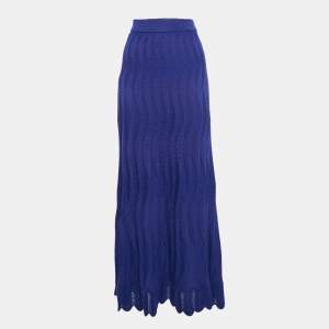 M Missoni Blue Patterned Knit Maxi Skirt M