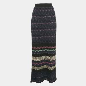 Pre Owned M Missoni Black Chevron Knit Maxi Skirt S