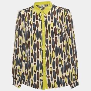 Pre Owned M Missoni Multicolor Printed Silk Long Sleeve Shirt M