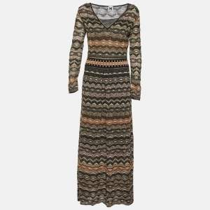 M Missoni Multicolor Perforated Lurex Knit Maxi Dress M