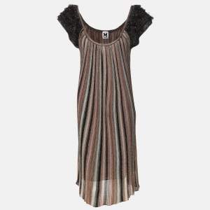 Pre Owned M Missoni Multicolor Striped Lurex Knit Dress M
