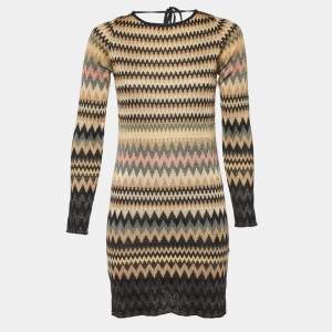 Pre Owned M Missoni Multicolor Chevron Lurex Knit Mini Dress S