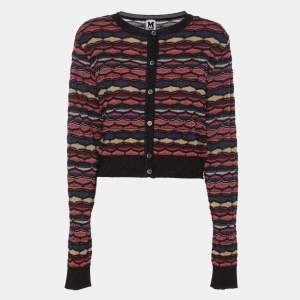 Pre Owned M Missoni Multicolor Striped Lurex Knit Cardigan L
