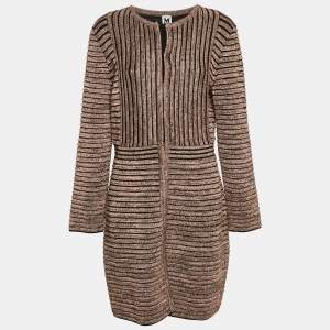 Pre Owned M Missoni Metallic Stripe Lurex Knit Long Cardigan L