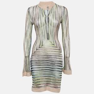 Pre Owned M Missoni Multicolor Patterned Lurex Knit Full Sleeve Midi Dress S