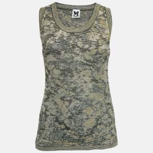 Pre Owned M Missoni Green Patterned Lurex Knit Cardigan and Top Set M