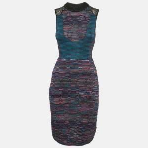 M Missoni Purple Patterned Lurex Knit Bodycon Short Dress S