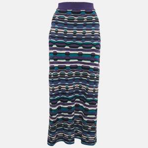Pre Owned M Missoni Purple Striped Knit Maxi Skirt M