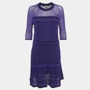 M Missoni Purple Patterned Knit Short Dress L