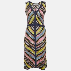 M Missoni Multicolor Patterned Knit V-Neck Sleeveless Short Dress S