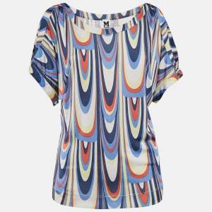 M Missoni Multicolor Printed Jersey Cold-Shoulder Top M