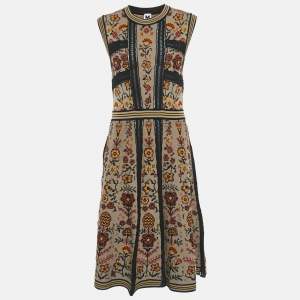 M Missoni Beige/Multicolor Patterned Knit Sleeveless Midi Dress L
