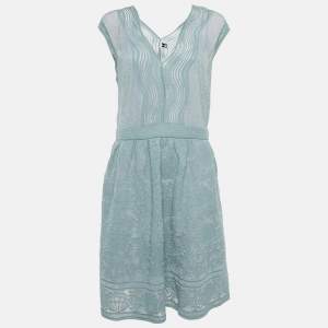 M Missoni Blue Lurex Patterned Knit Sleeveless Short Dress L