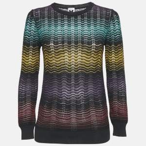 M Missoni Multicolor Wave Pattern Knit Long Sleeve Top S