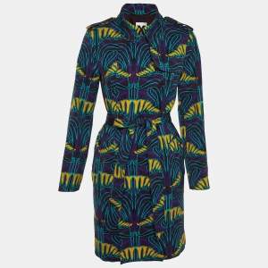 M Missoni Purple Printed Double Breasted Coat M