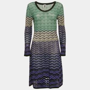 M Missoni Multicolor Wave Pattern Knit Short Dress L