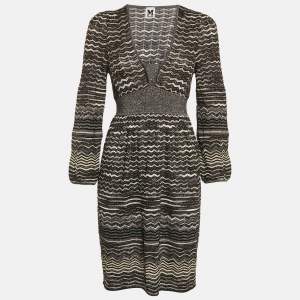 M Missoni Black Patterned Lurex Knit Mini Dress M