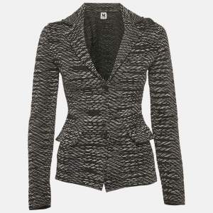 M Missoni Black Patterned Wool Knit Blazer S