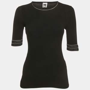 M Missoni Black Stretch Knit Short Sleeve Top S