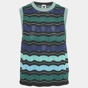M Missoni Green Patterned Lurex Knit Sleeveless Top S