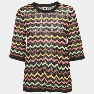 M Missoni Black Patterned Knit Sheer Top M 