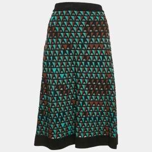 Missoni Green/Brown Pattern Knit Knee Length Skirt S