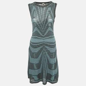 M Missoni Blue Lurex Knit Short Dress S