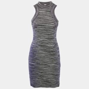 M Missoni Purple Lurex Knit Sleeveless Bodycon Dress S