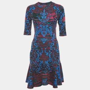 M Missoni Multicolor/Blue Intarsia Knit Short Dress M