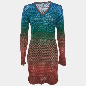 M Missoni Multicolor Zig Zag Knit Mini Dress L