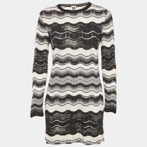 M Missoni Monochrome Pattered Knit Mini Dress M