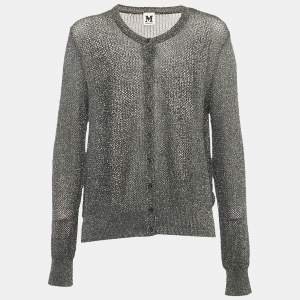 Pre Owned M Missoni Metallic Lurex Knit Button Down Cardigan L