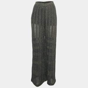 M Missoni Blue Patterned Lurex Knit Flared Trousers L