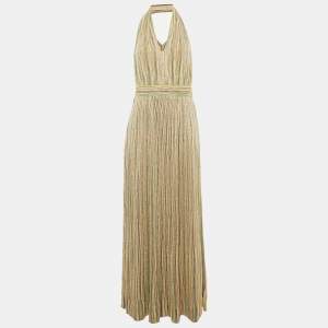 M Missoni Multicolor Lurex Knit Halter Neck Maxi Dress L