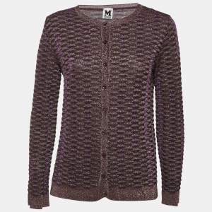 Pre Owned M Missoni Multicolor Lurex Knit Button Front Cardigan M
