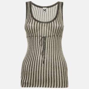 Pre Owned M Missoni Black Lurex Rib Knit Sleeveless Top S