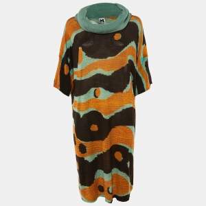 Pre Owned M Missoni Multicolor Printed Knit Oversized Collar Midi Dress L