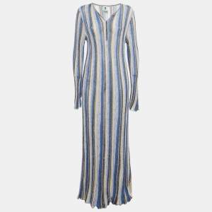 Pre Owned M Missoni Patterned Lurex Knit Long Sleeve Maxi Dress S