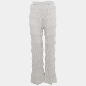 Pre Owned M Missoni Grey Zig Zag Wool Knit Flared Pants M
